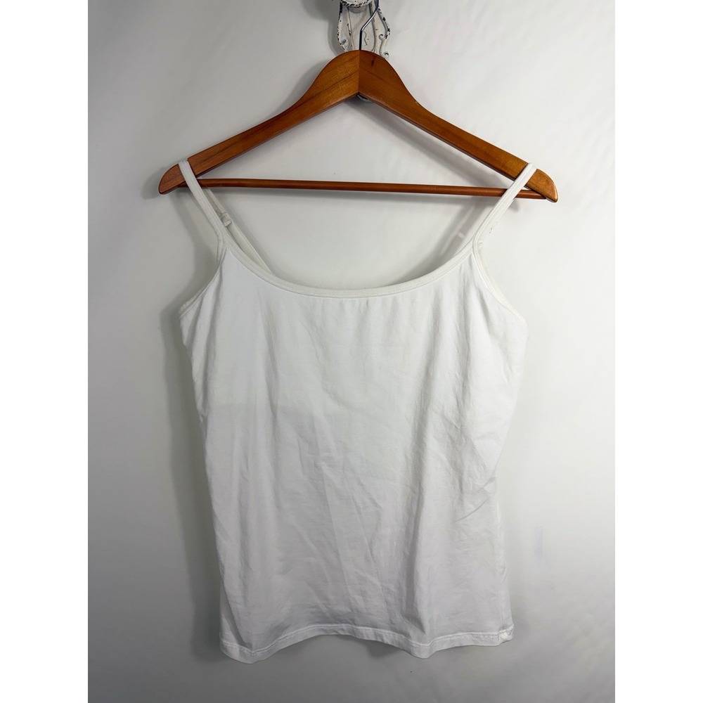 Pact Camisole Women L White Organic Cotton Stretch Adjustable Strap Tank Top - Picture 2 of 6